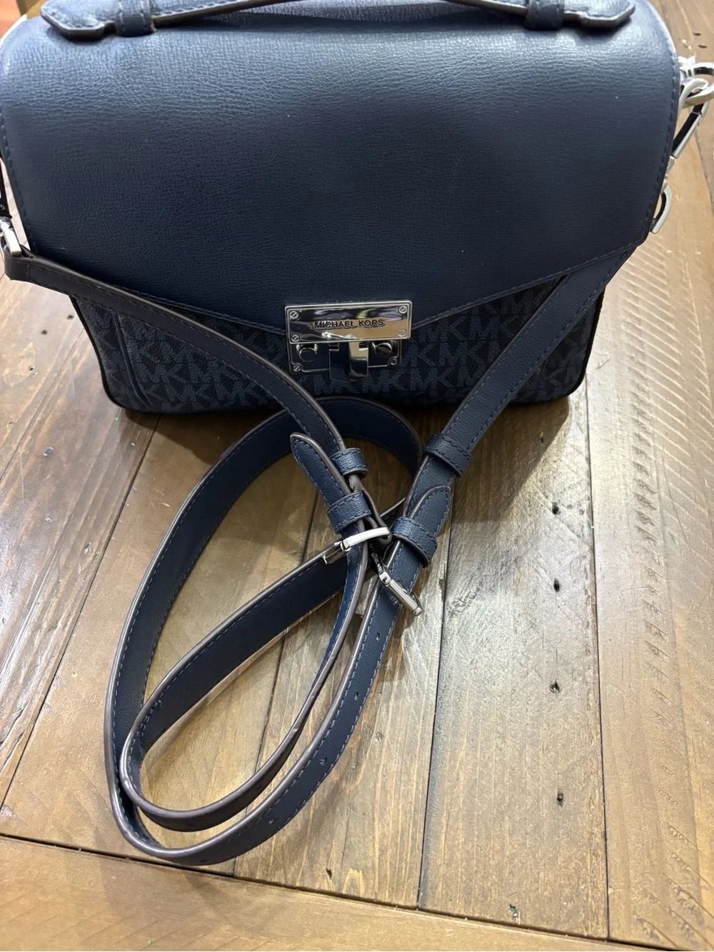 Michael Kors Rose Medium Too Handle Messenger Bag in Admiral Blue